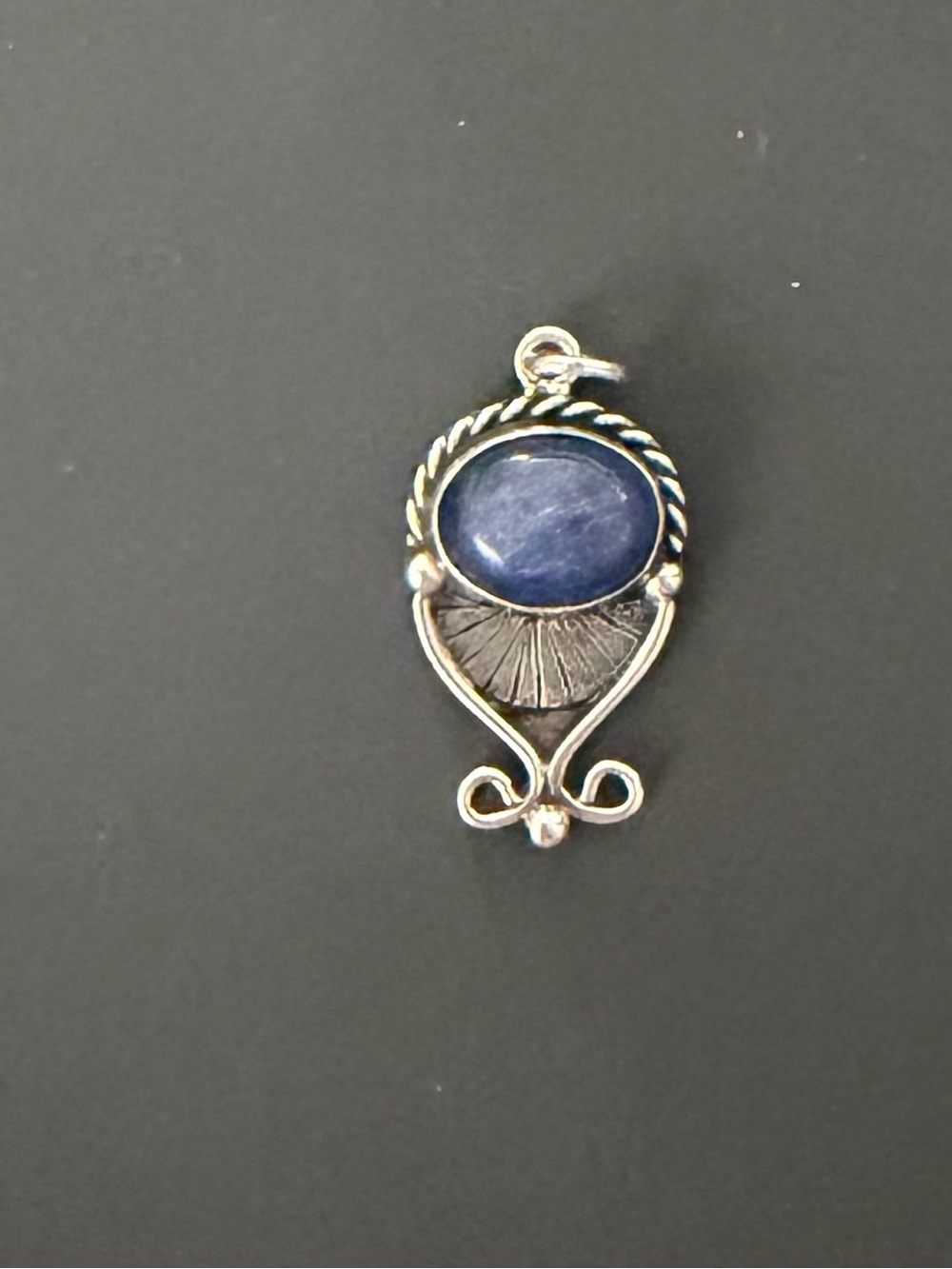 Silver Blue Stone Pendant Necklace Charm